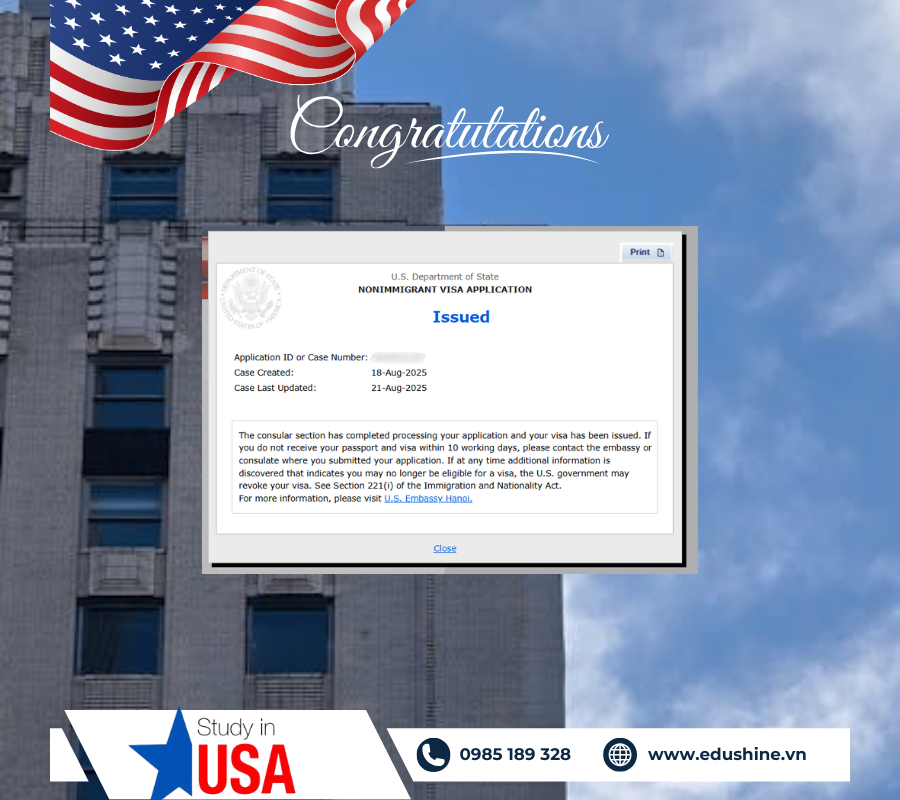 Sinh viên đậu visa du học Mỹ.